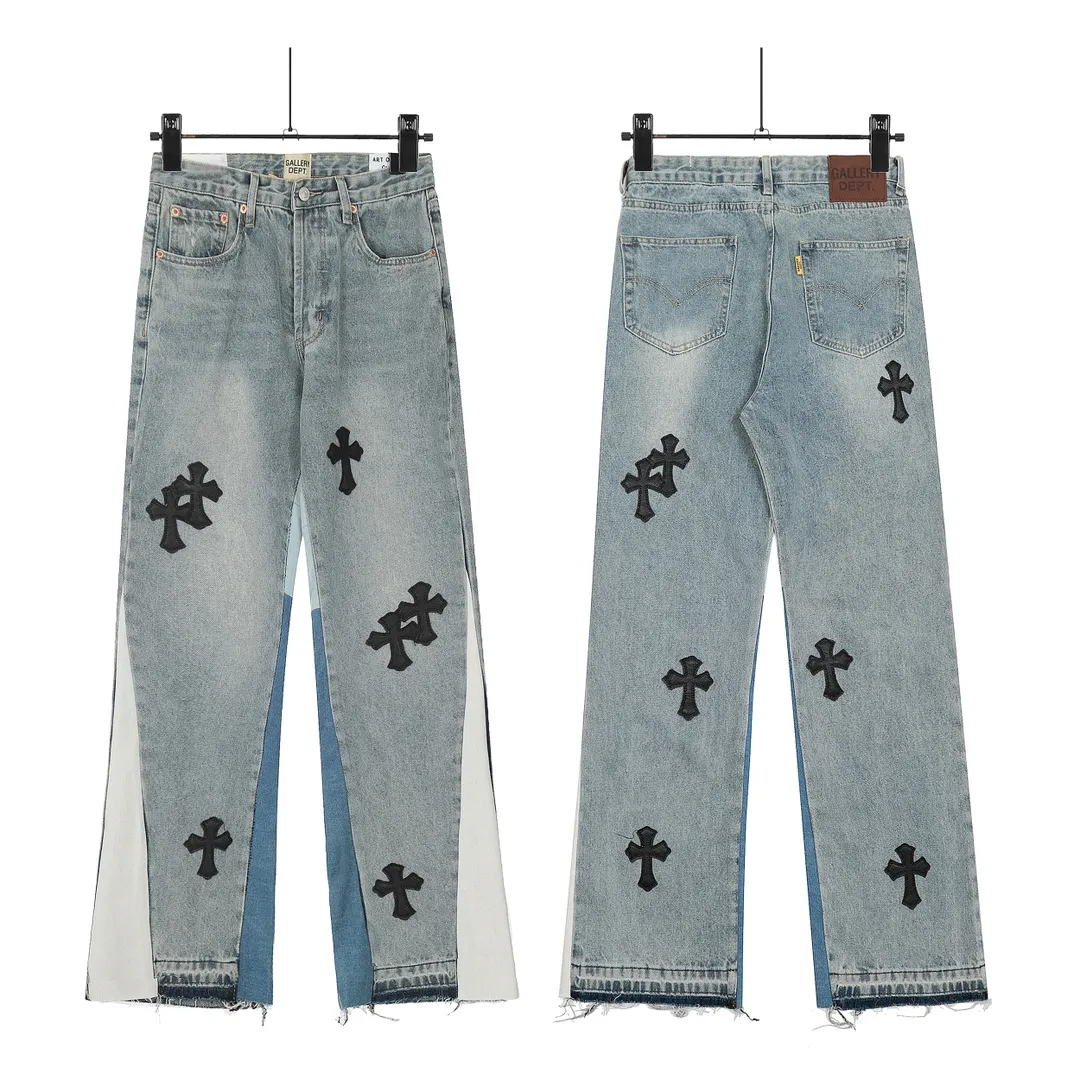 #8092 P260💰 Independent GALLERY DEPT. Vintage spliced cross loose washed flared jeans - truly restore the ultimate texture of Vintage - original hardware accessories washed and other elevators, QR code analysis are all purchased from the original factory, high degree of restoration, welcome to compare with a certain product ~ - three-dimensional version loose and comfortable, not picky about the figure, tall and slim, factory Seiko, original quality control, same style for men and women, can be matched with couples, versatile recommendation, must-have jeans for all seasons -Size: 28 30 32 34 36